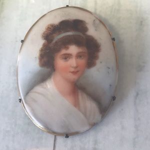 Victorian Painted Cameo Brooch